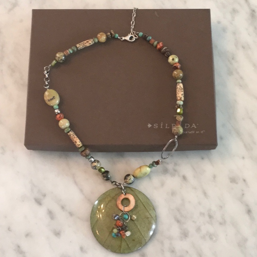 Silpada Coconut Shell and Kabkaban Leaf Necklace